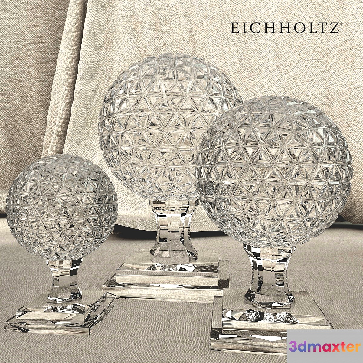 Eichholtz Glass Arabesque Objects Set Of 3 3D Max