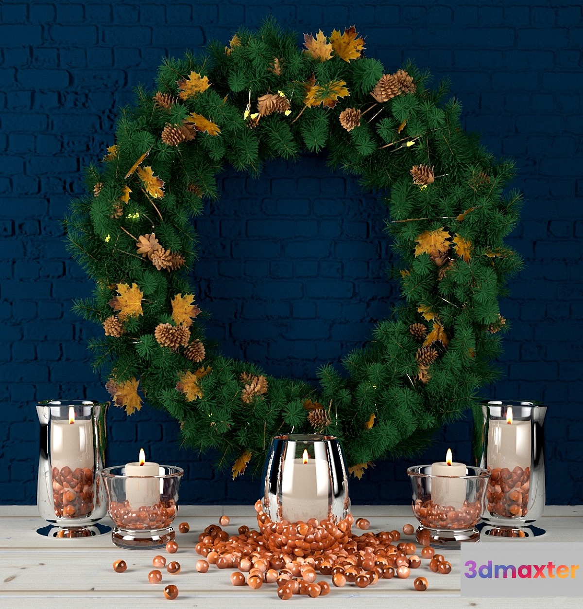 Christmas wreath 3D Max