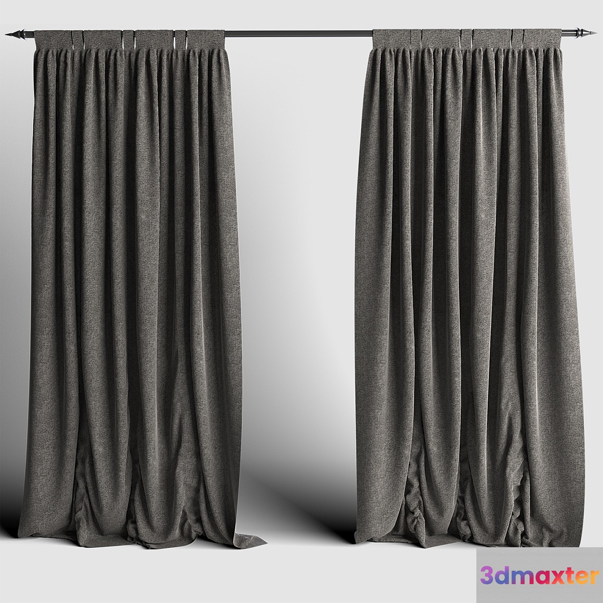 Curtains gray 3D Max