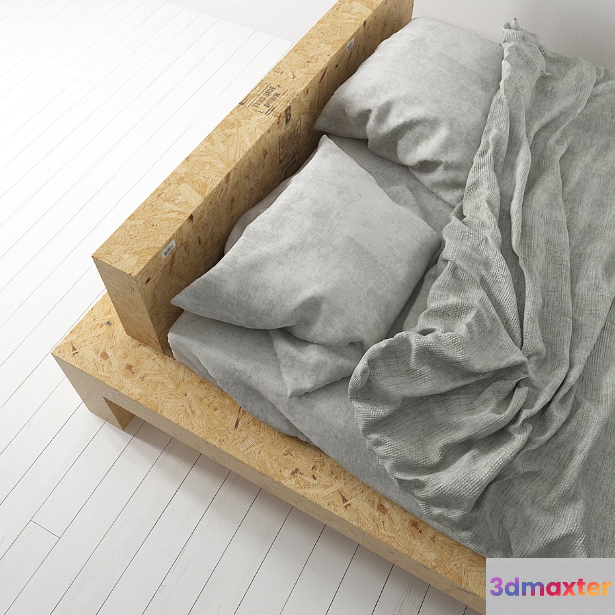Scandinavian bed 3D Max