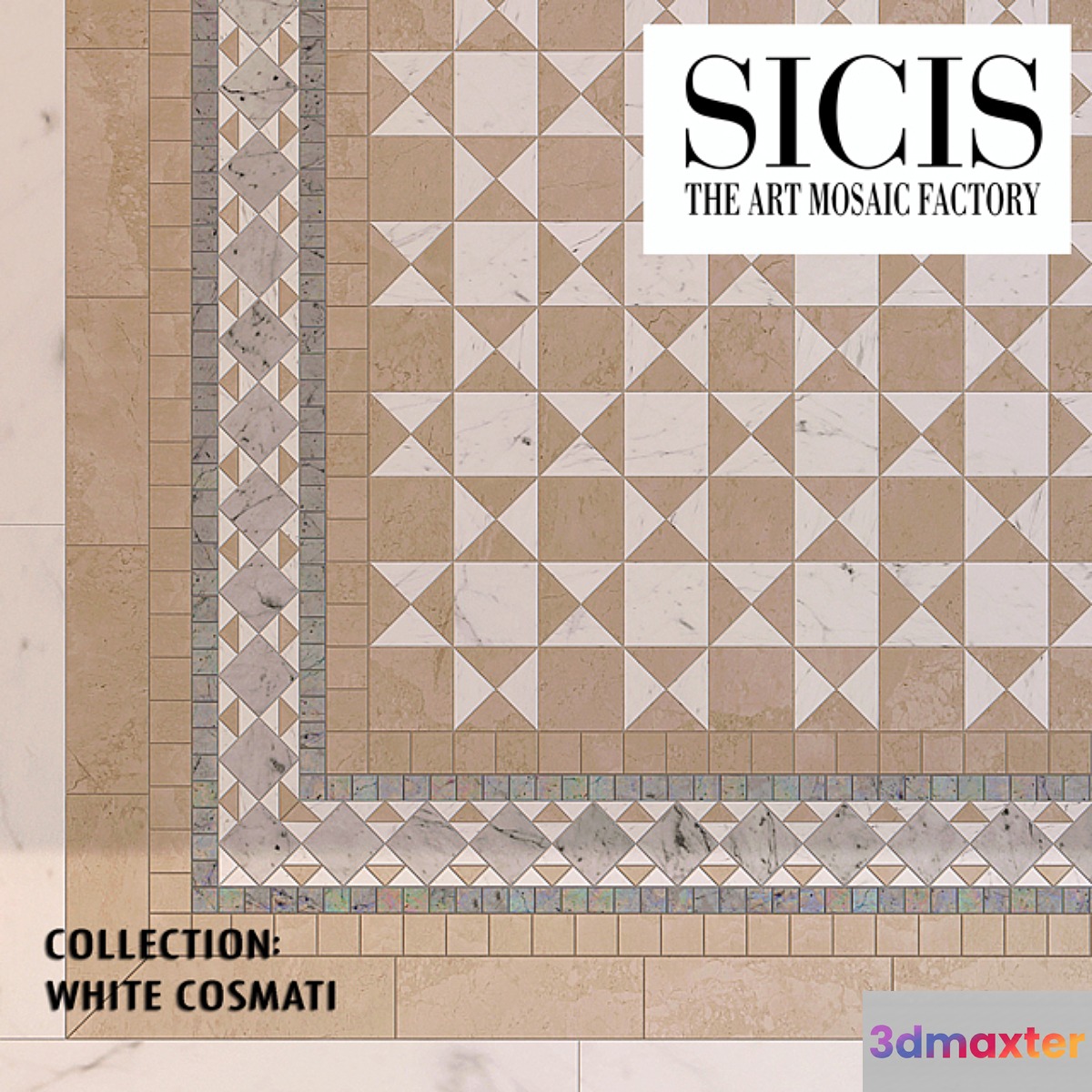 Floor mosaic SICIS White Cosmati 3D Max