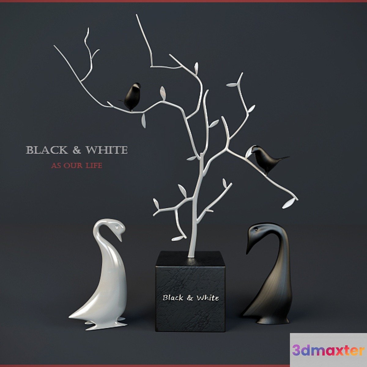 Black & White birds 3D Max