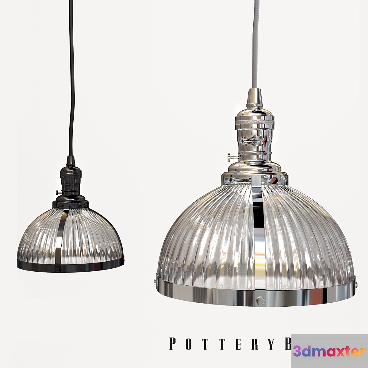 PB Classic Pendant - Ribbed Glass 3D Max
