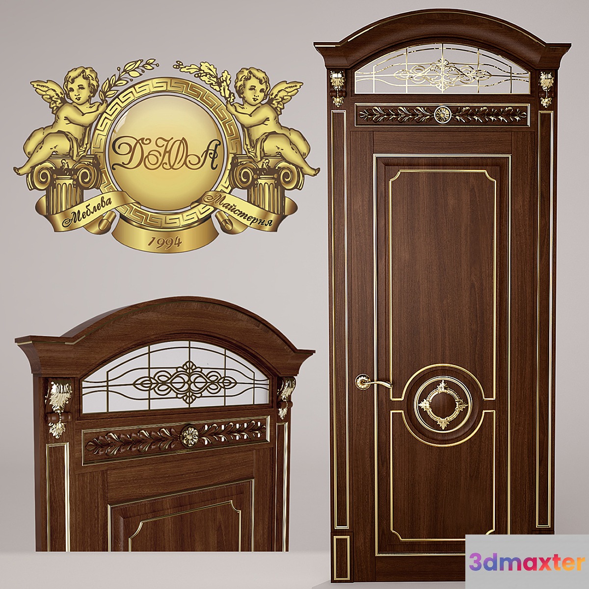 Classic door with carvings and gold patalyu