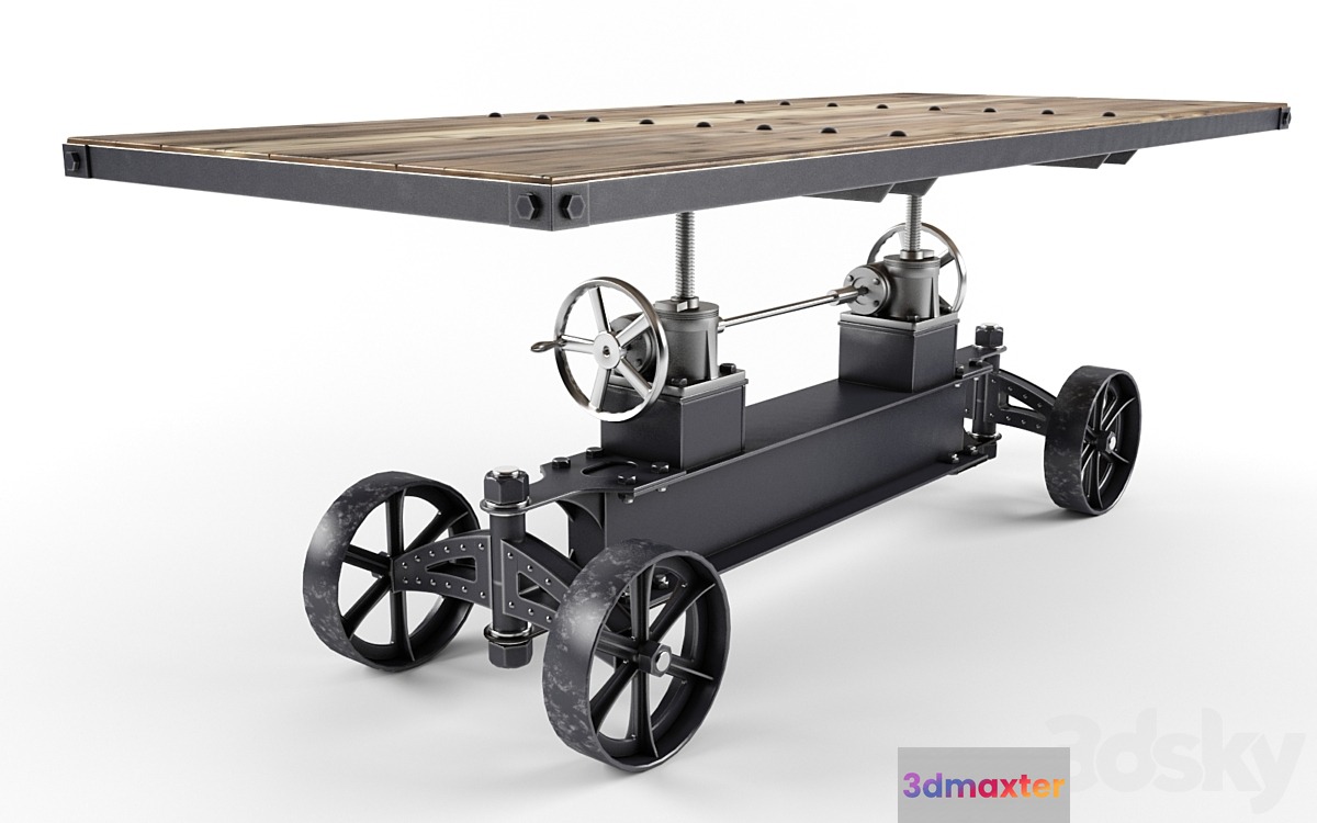 Vintage Industrial Train Crank Table 3D Max