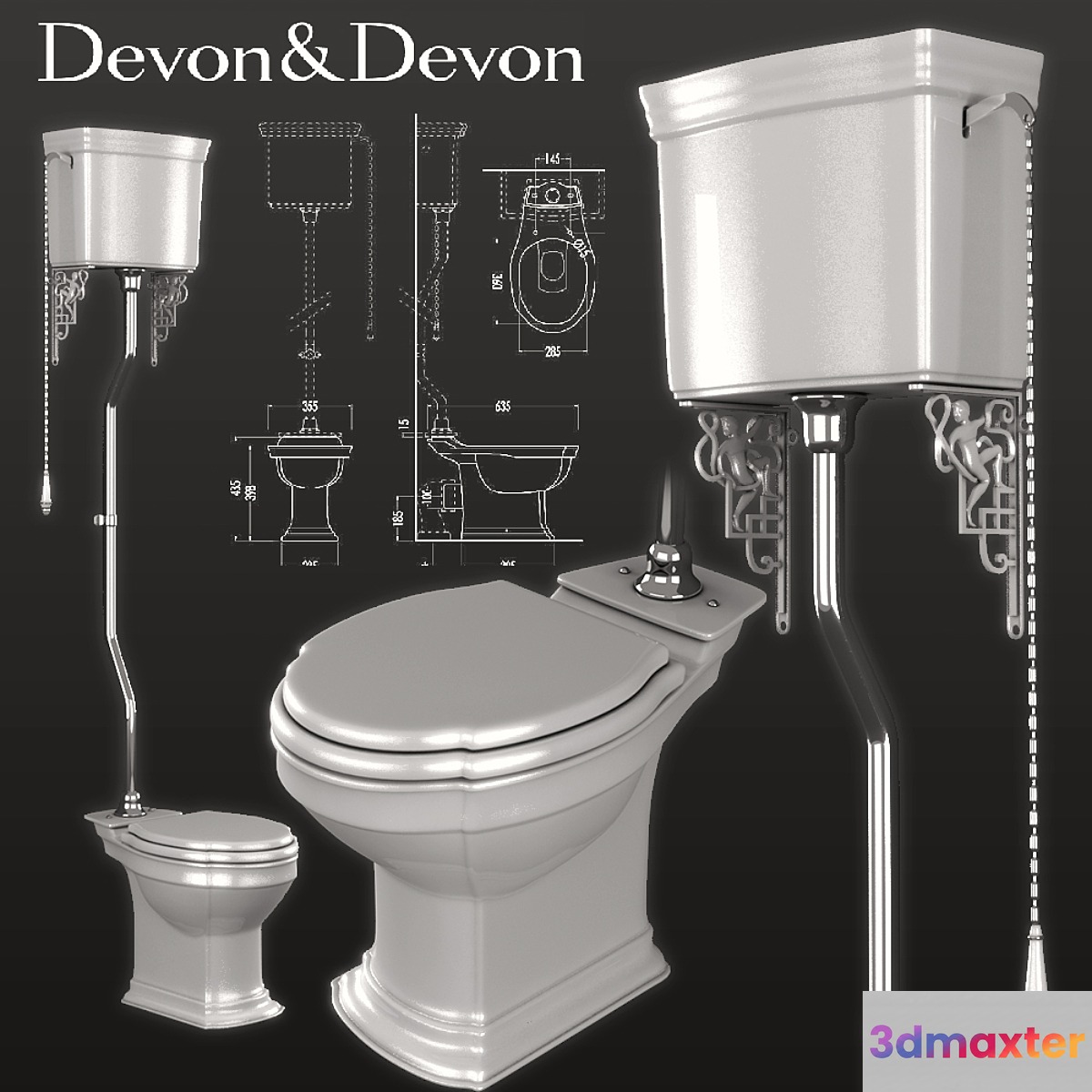 Devon & Devon WC Pan with High level cistern 3D Max
