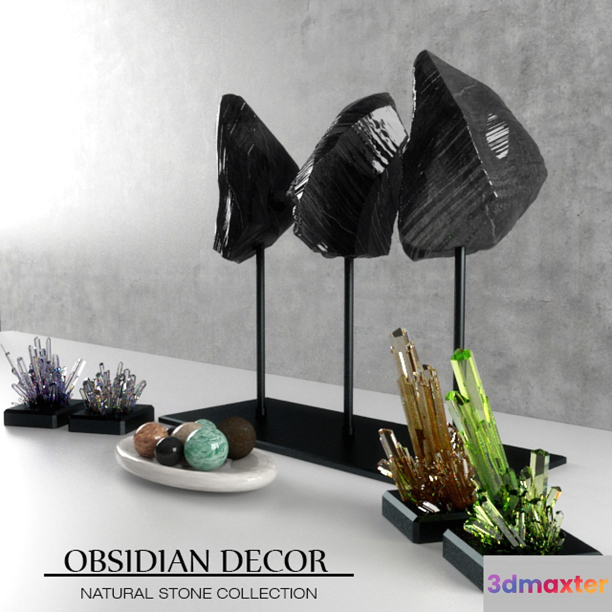 Obsidian Decorative Natural Marble and Crystal Tableware Set - No.4