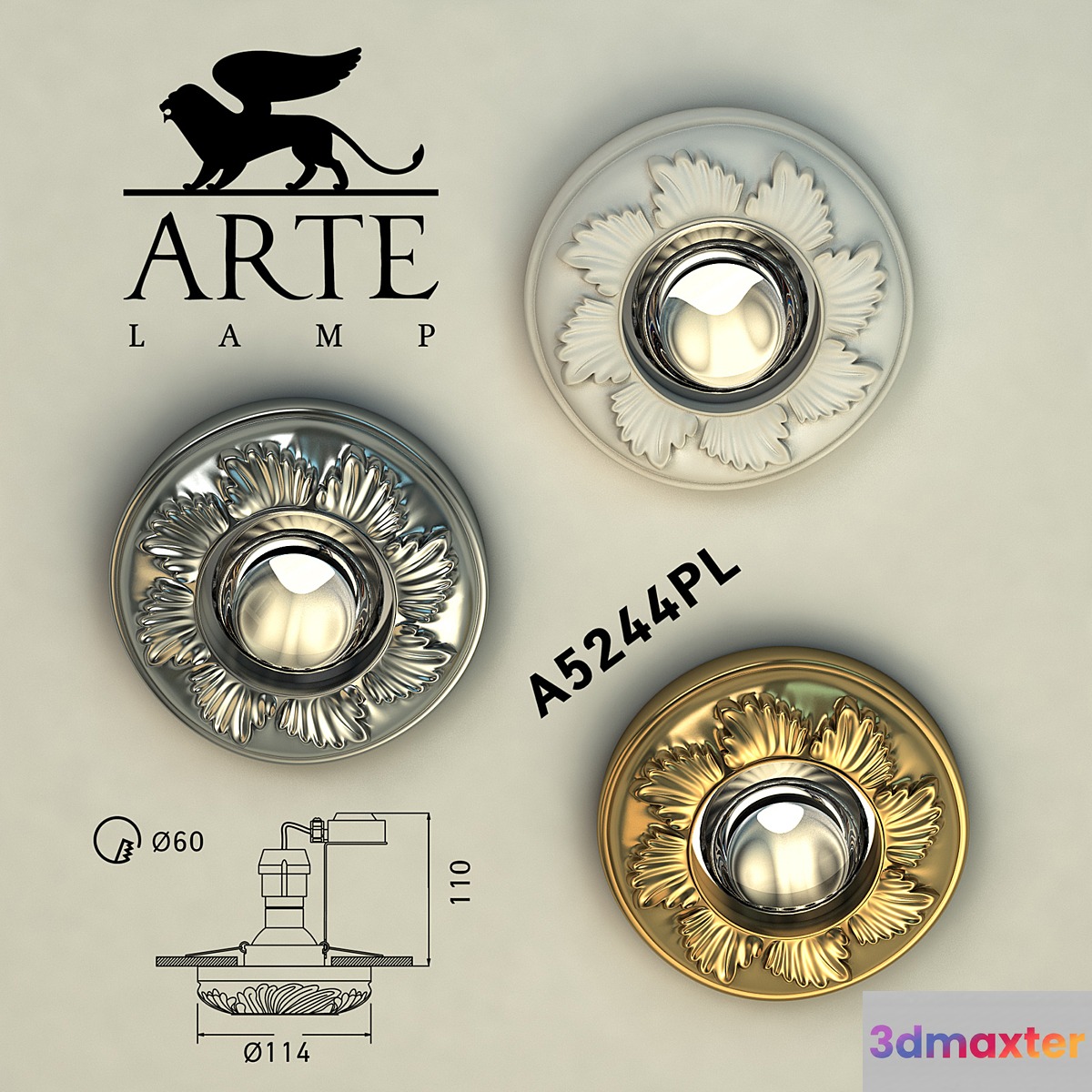 Arte lamp A5244PL-1CC A5244PL-1GO A5244PL-1WH - No.2