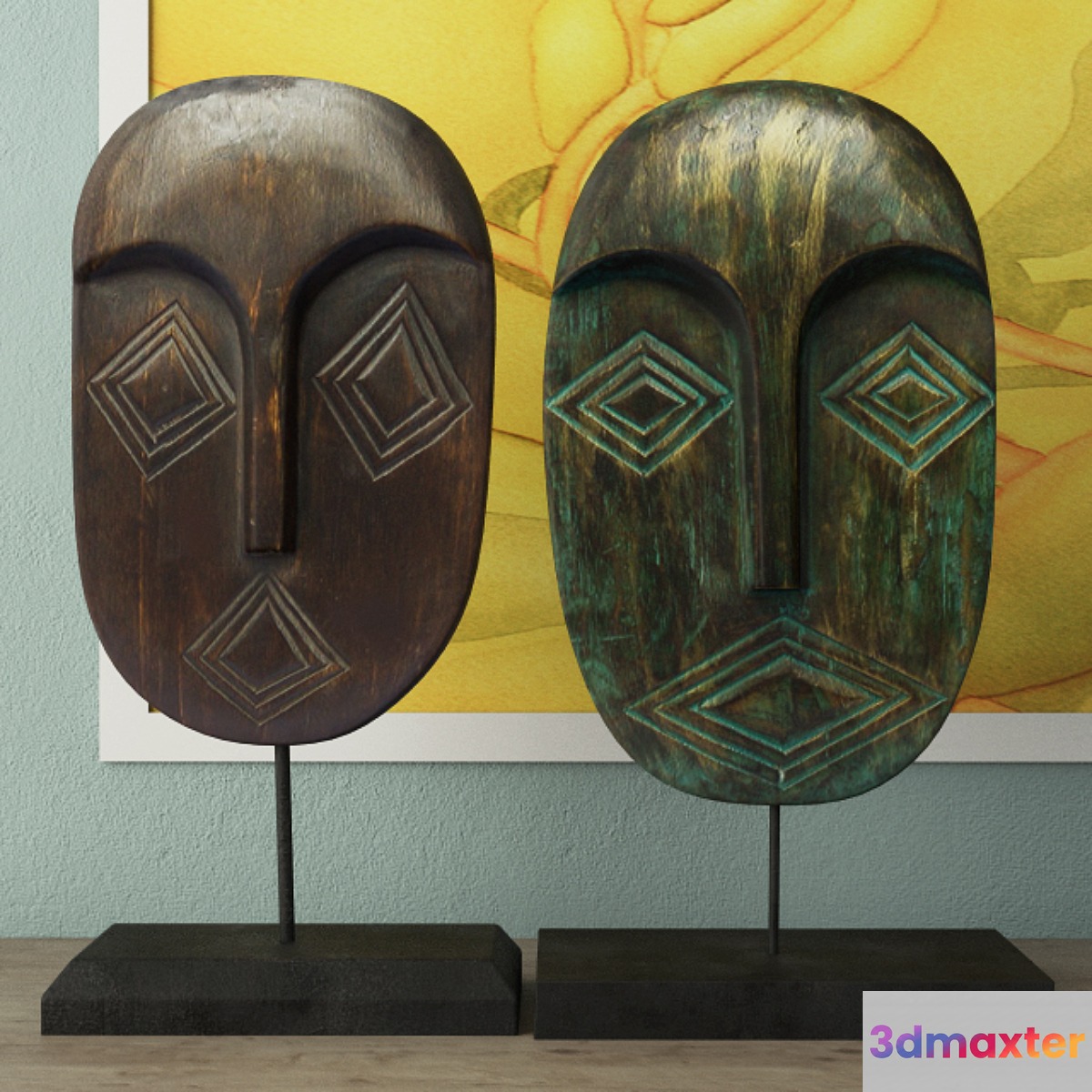 Albesia Wood Mask Decoration 3D Max
