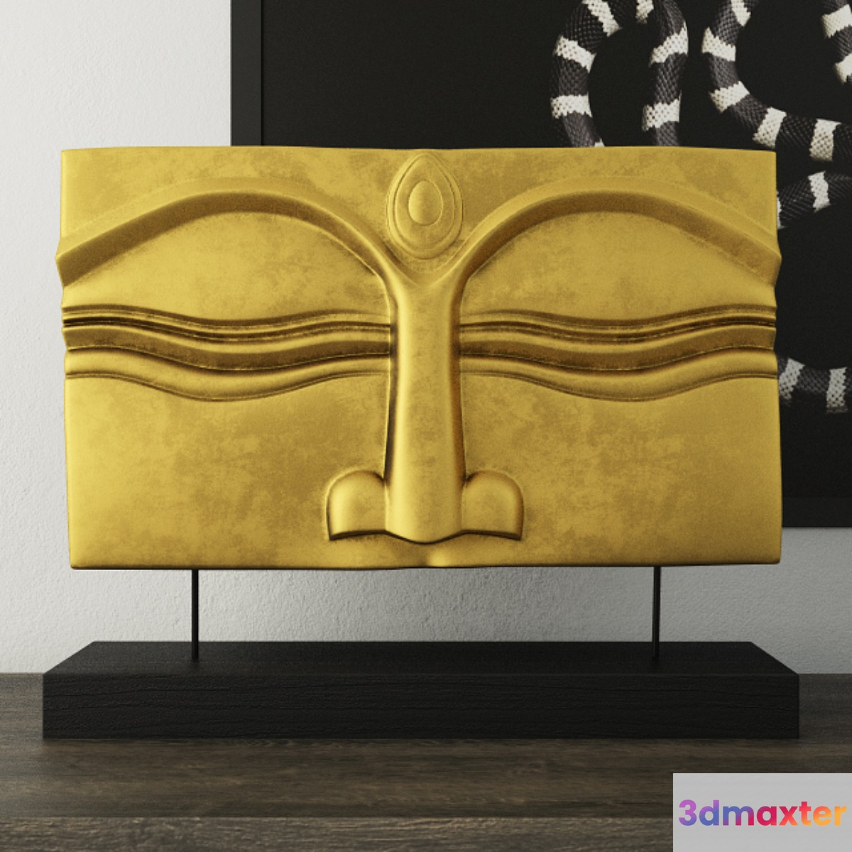 Suar Wood Gold Buddha Face Stand