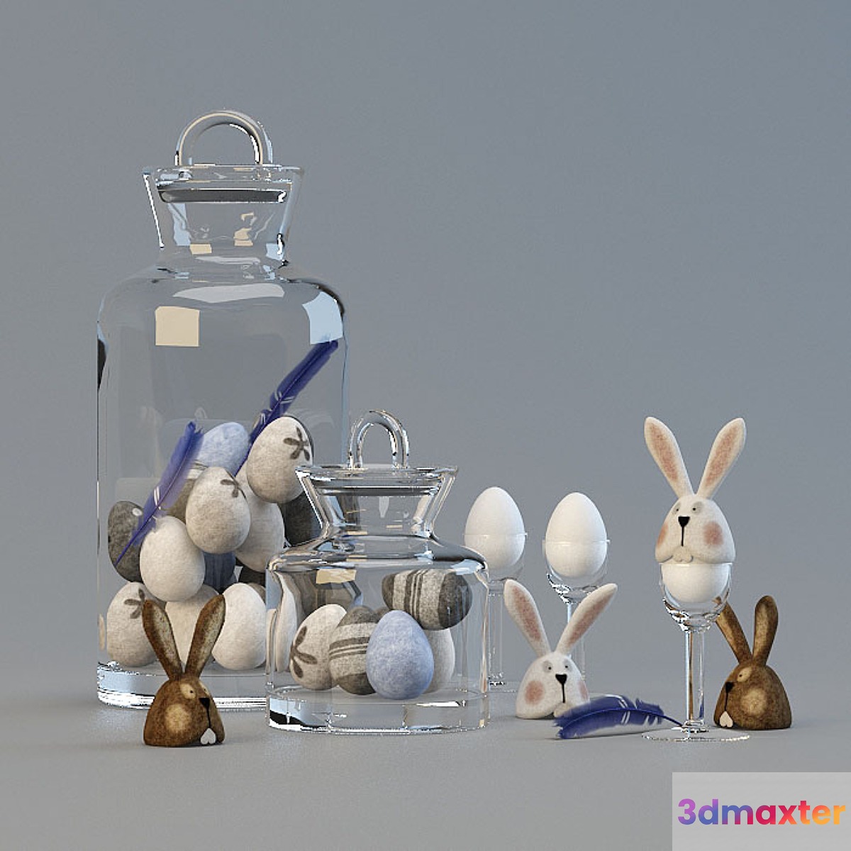 Easter hares) 3D Max