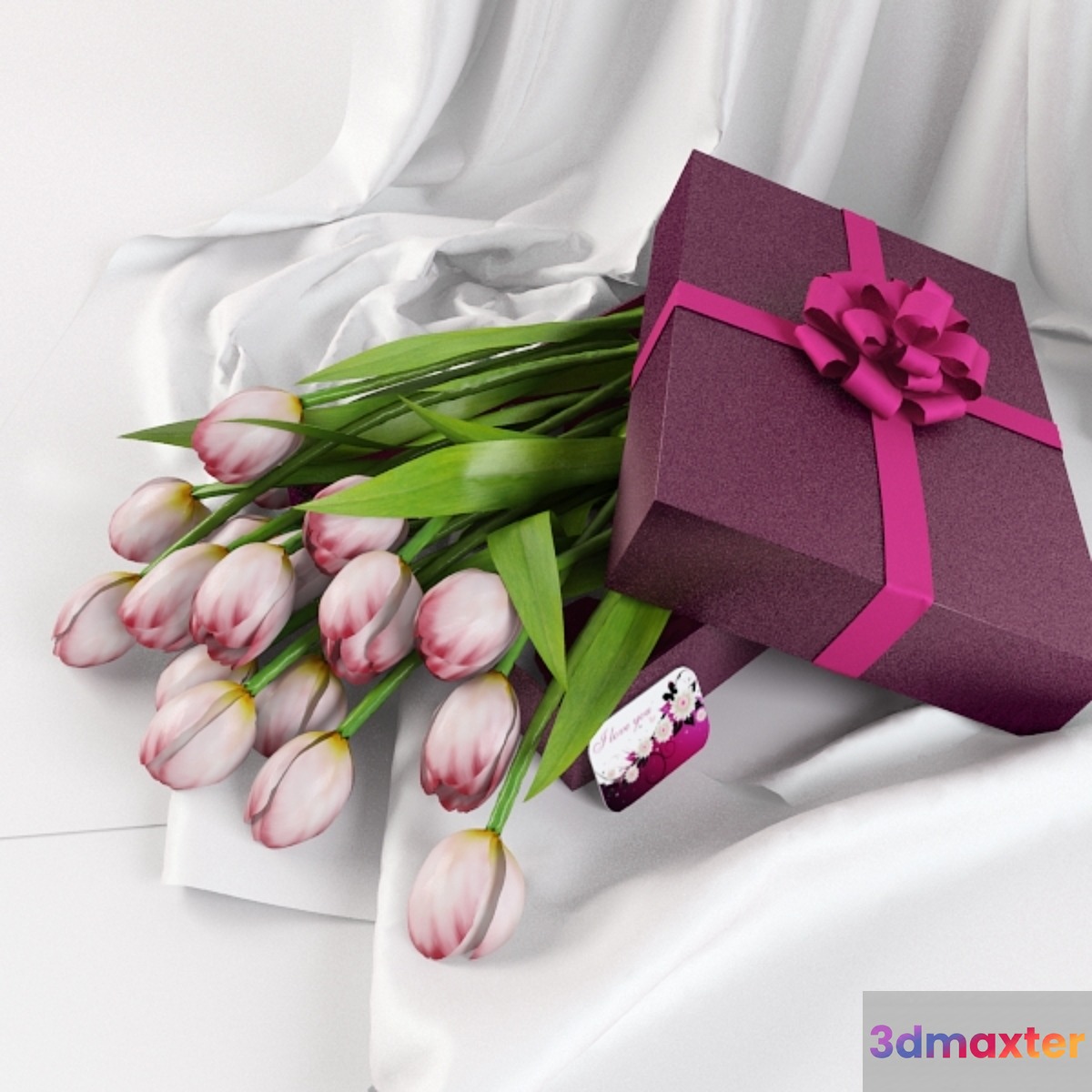 tulips in a gift box