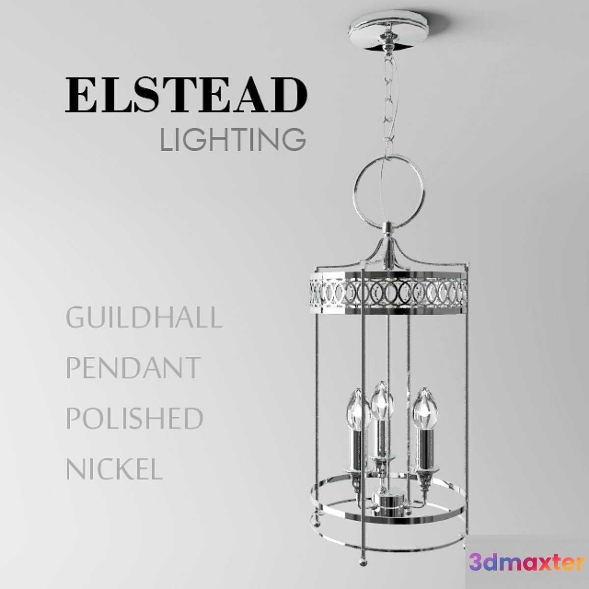 Guildhall Pendant Polished Nickel 3D Max