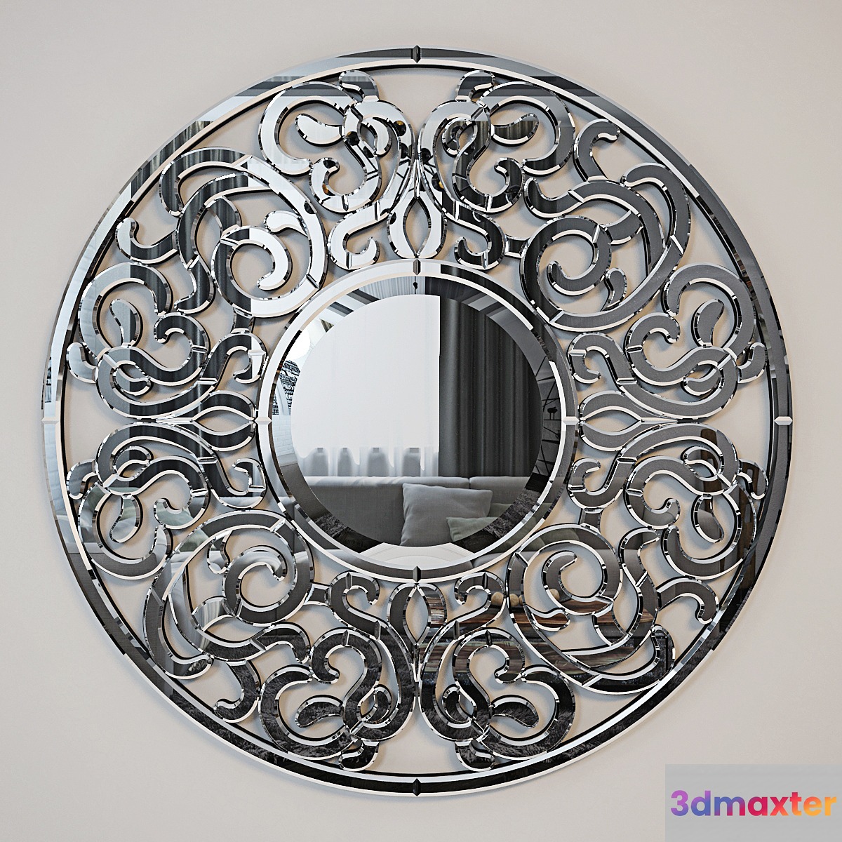 Ornate Round Mirror 3D Max