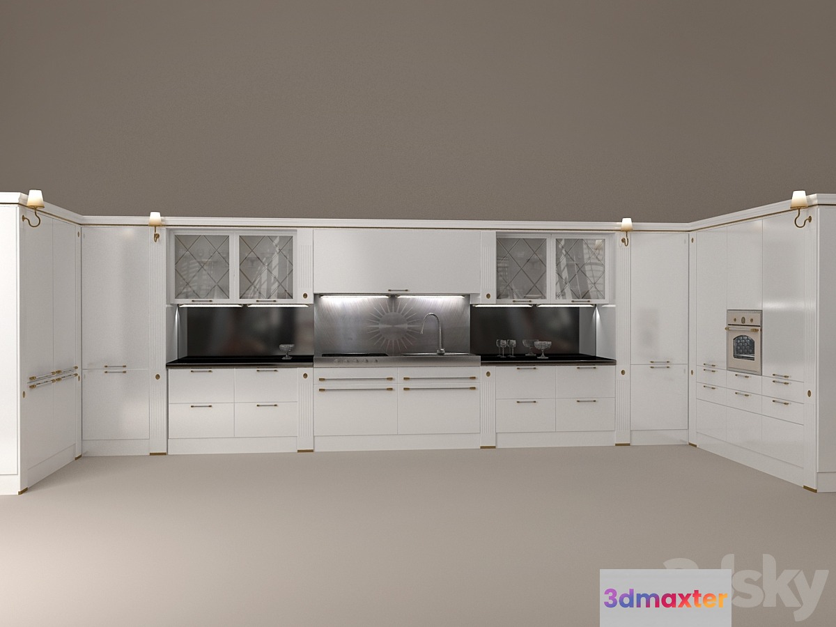 Scavolini_Baccarat Laccata Lucida Bianca 3D Max