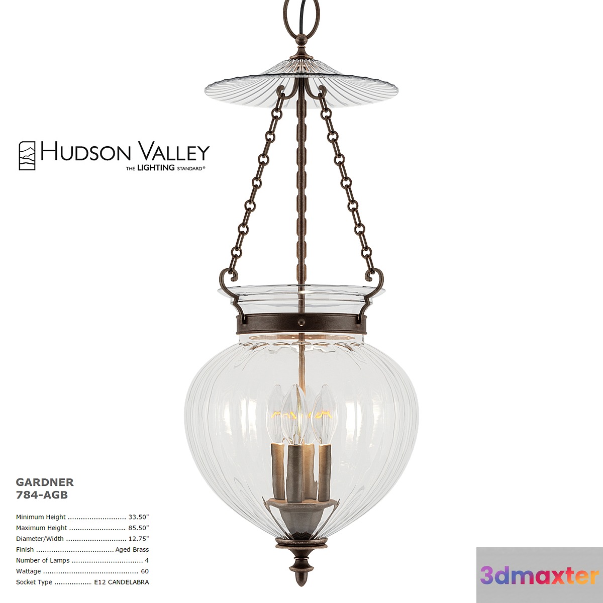 Hudson Valley Lighting GARDNER 784-AGB 3D Max