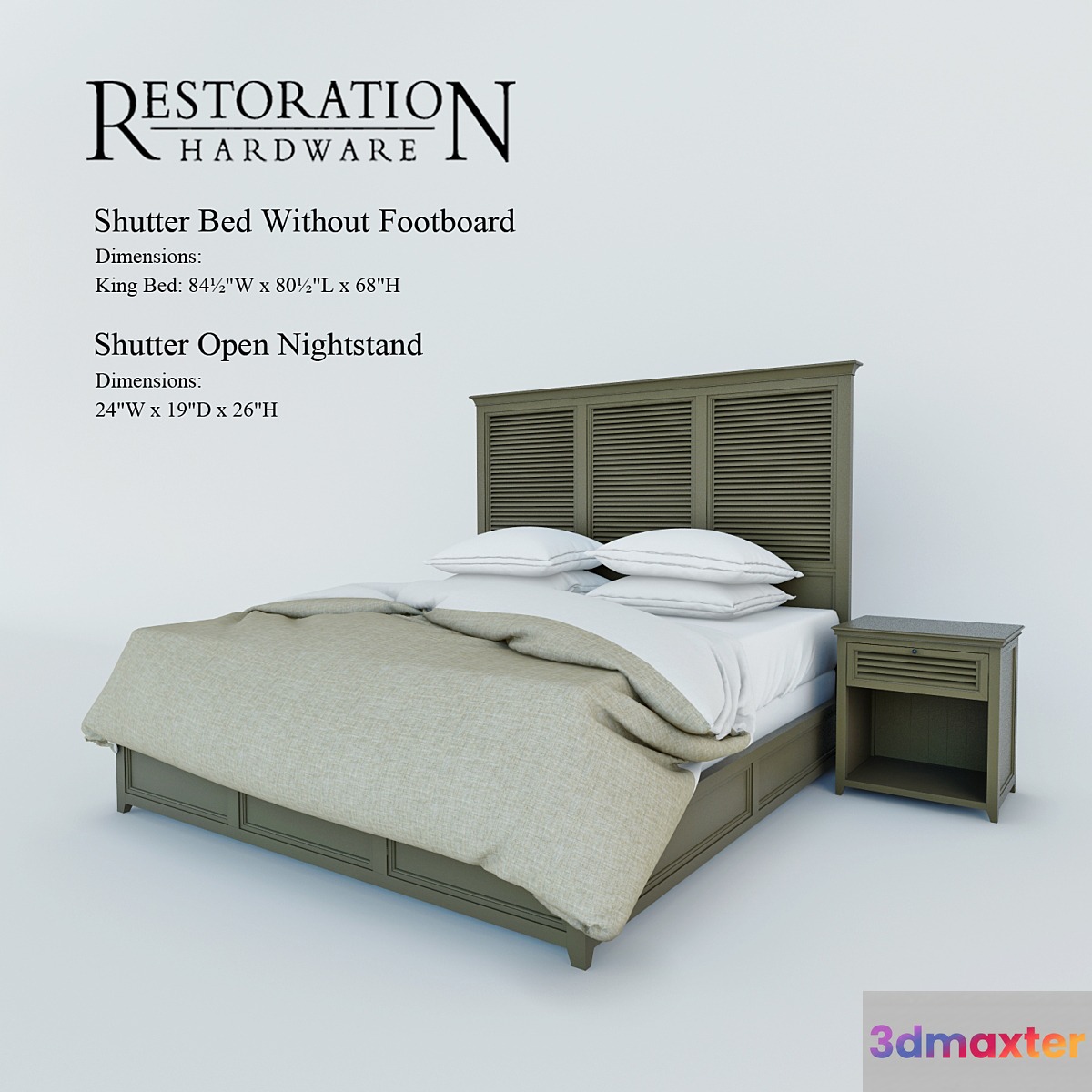 Shutter Bed Without Footboard