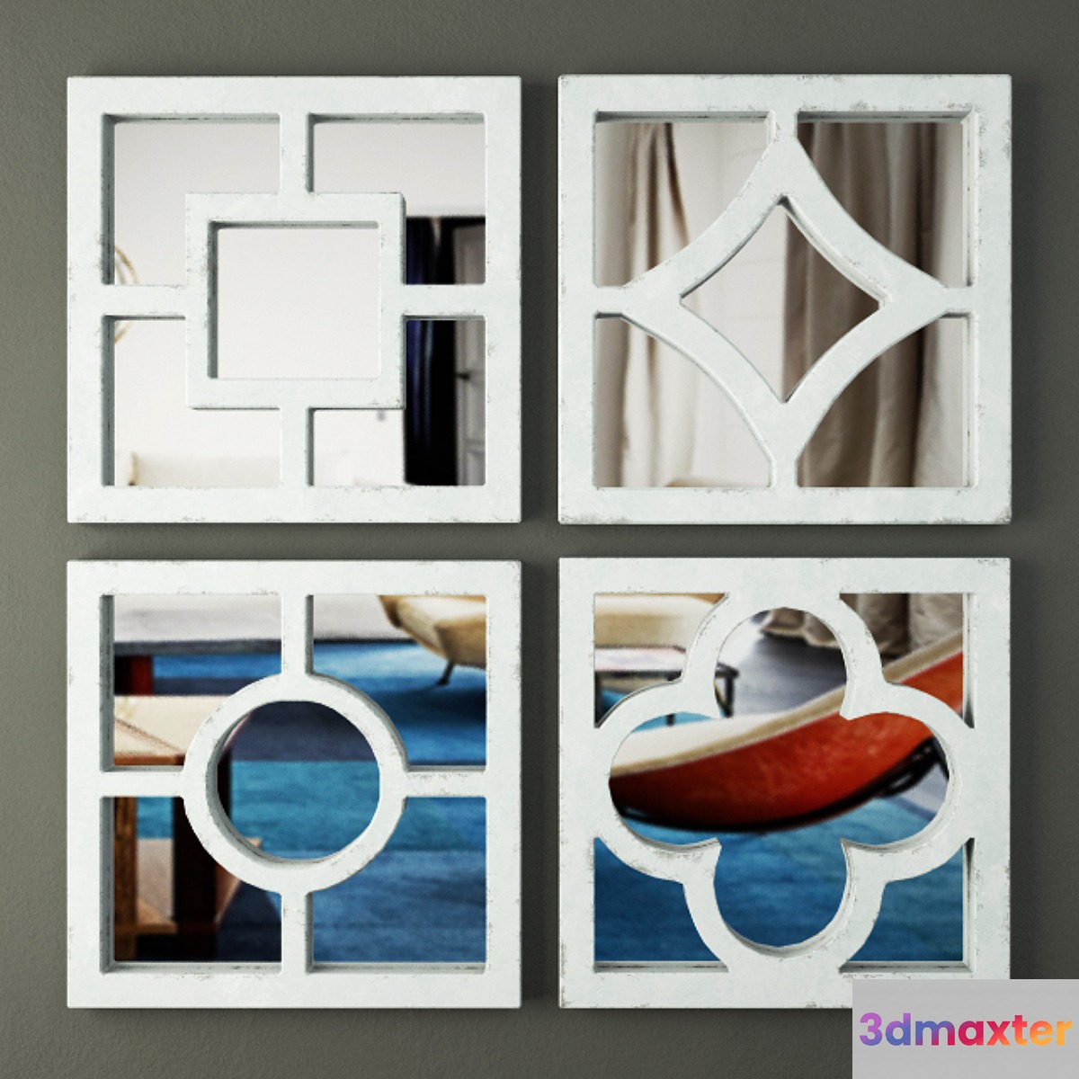 Distressed Wall Mirror Set 3D Max