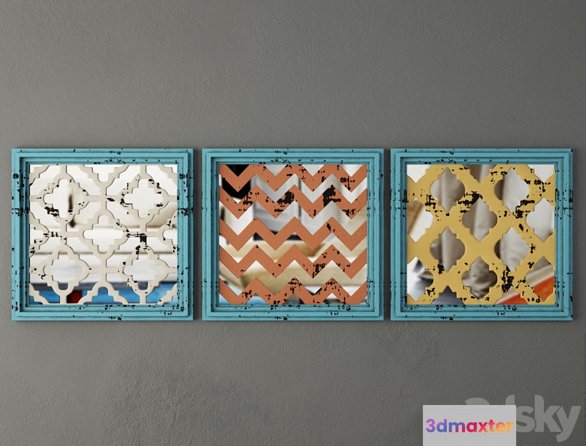 Square Wood Panel Wall Art 3D Max