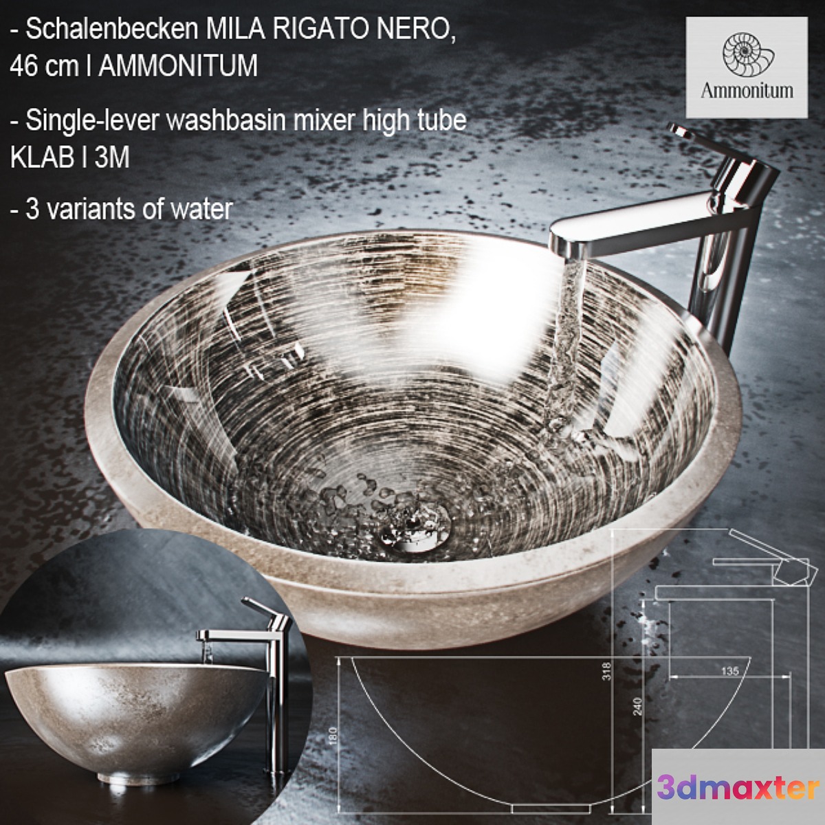 Faucet and sink 3D Max