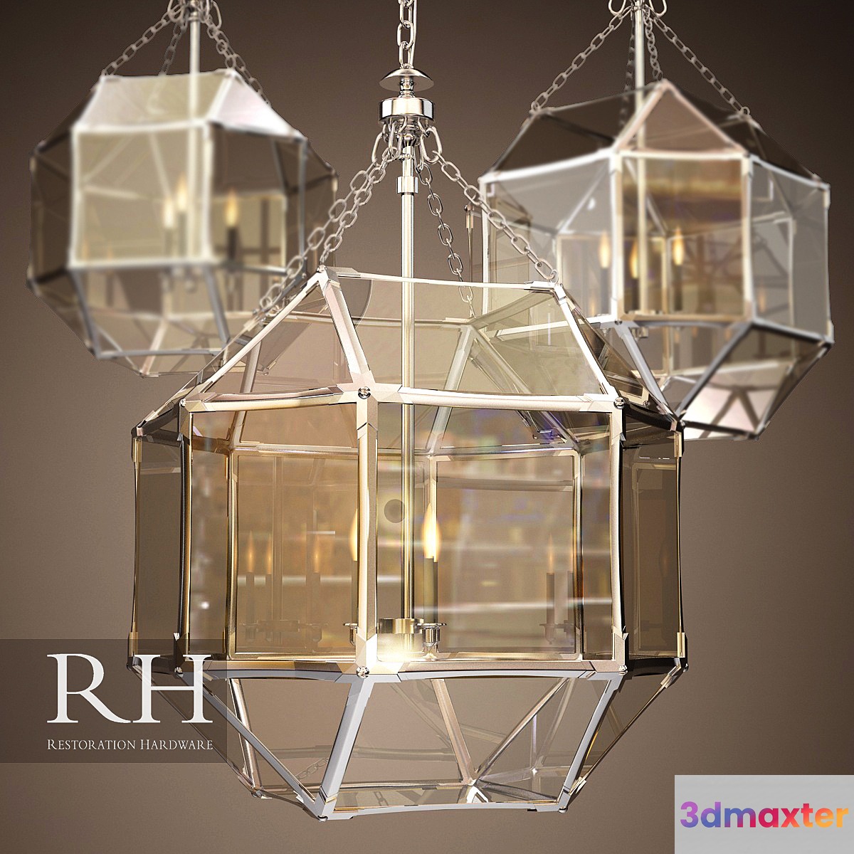 RH PARISIAN OCTAGONAL CHANDELIER (3 size) 3D Max