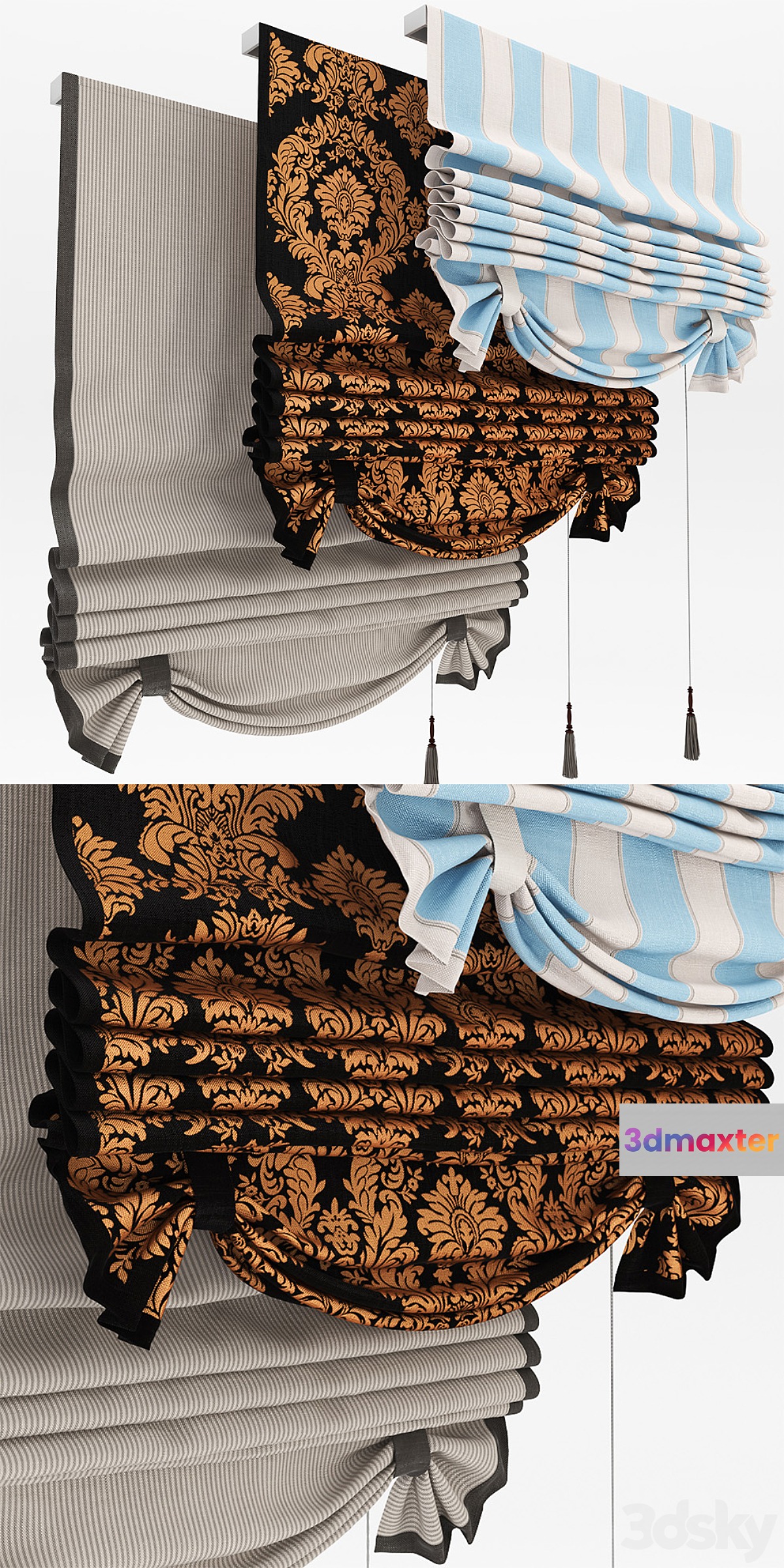 Curtains with pick-up 3D Max