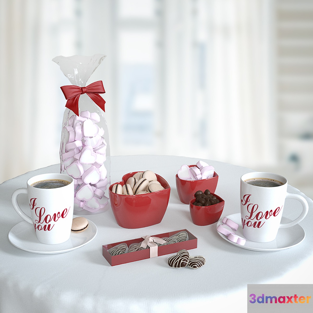 valentine's coffee set 3D Max