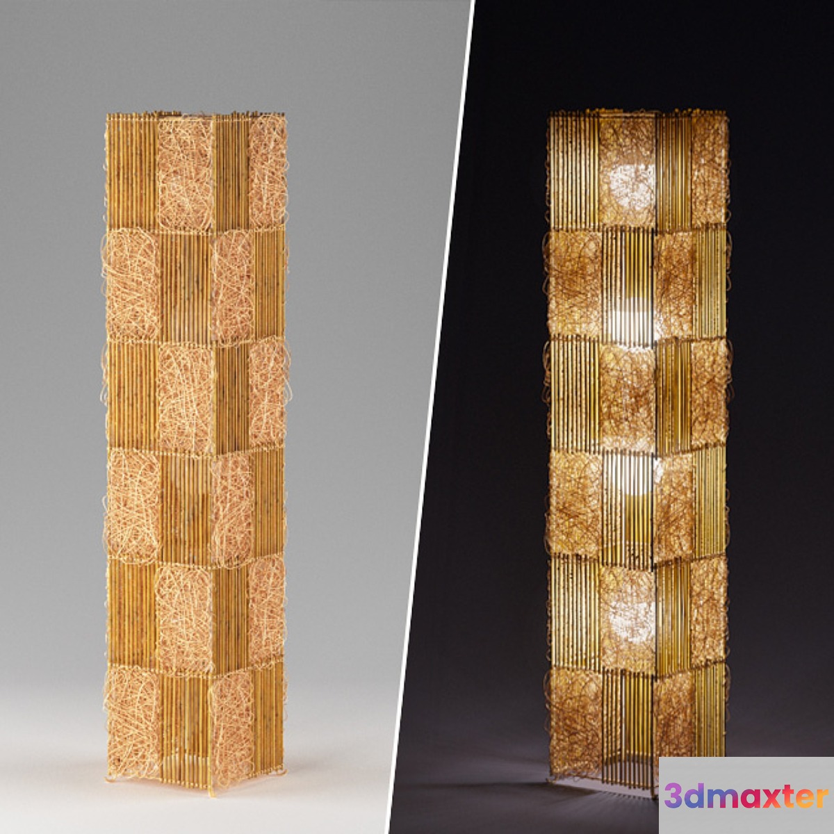Bamboo rattan floor lamp