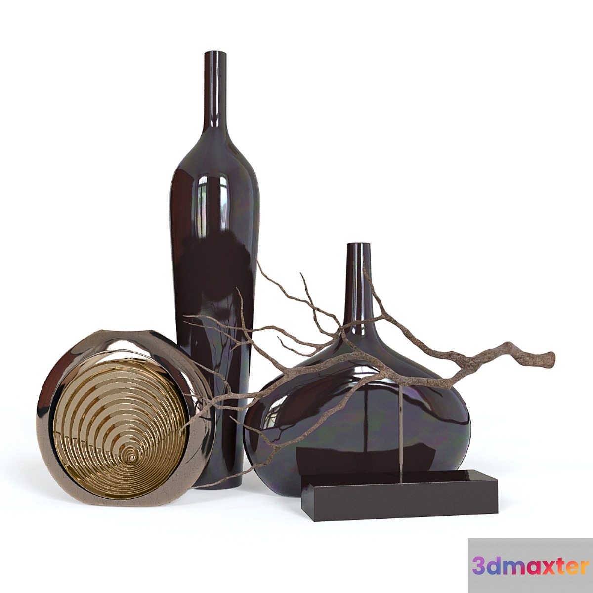 Decorative Set 2 (3 vases and line)
