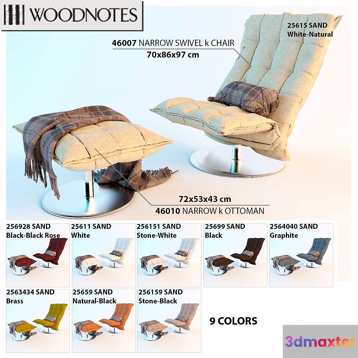 Chair and ottoman Woodnotes NARROW SWIVEL k CHAIR