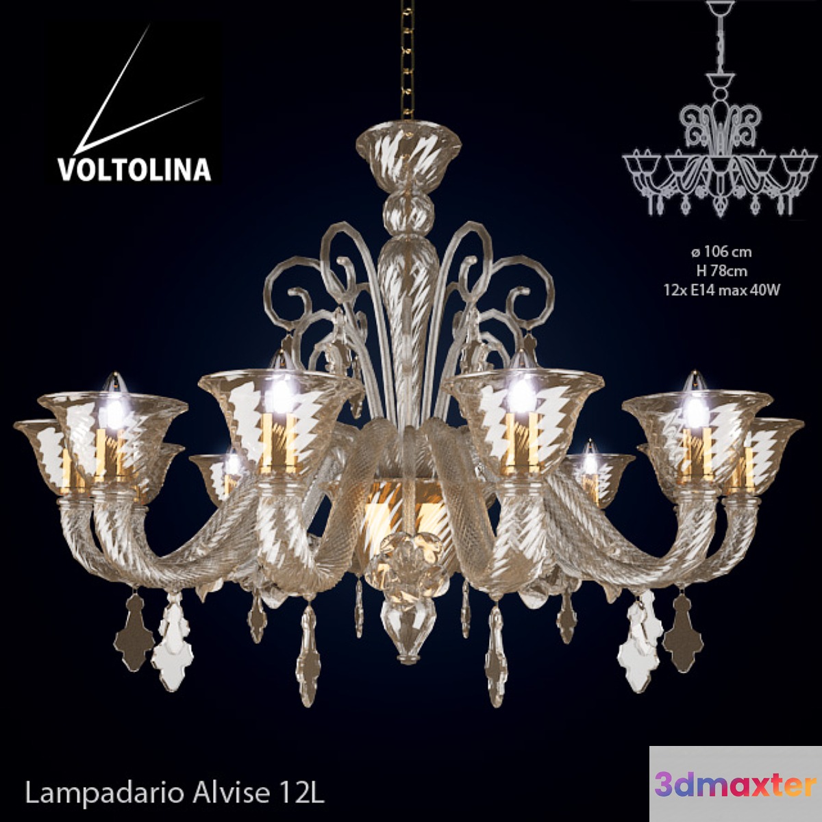 Voltolina Lampadario Alvise 12L 3D Max