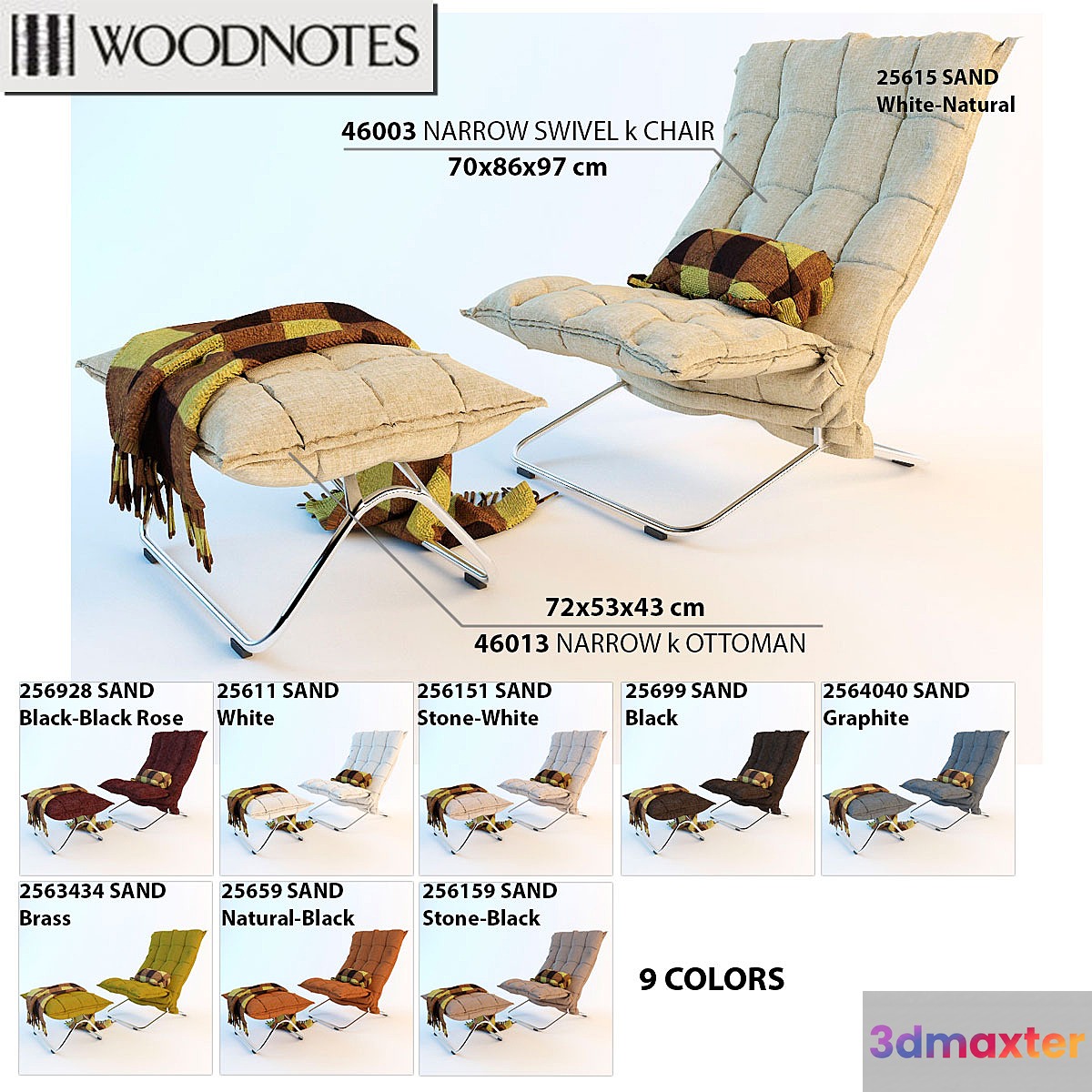 Chair and ottoman Woodnotes NARROW SWIVEL k CHAIR WITH TUBULAR - No.2 3D Max