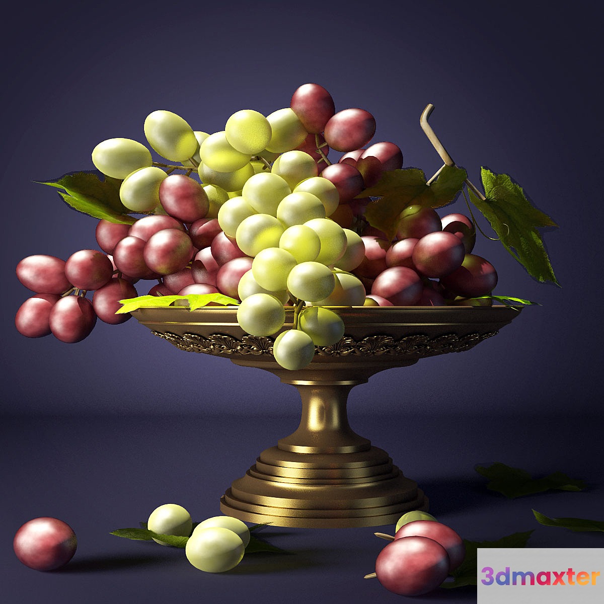 Grapes in a vase 3D Max