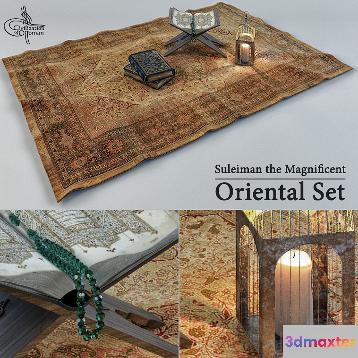 Oriental Series Rug and Items 3D Max