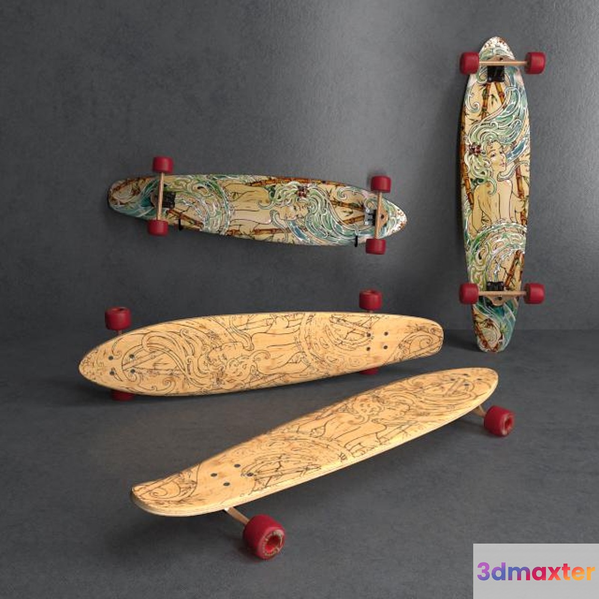 GLOBE KAGUYA BAMBOO longboards 3D Max