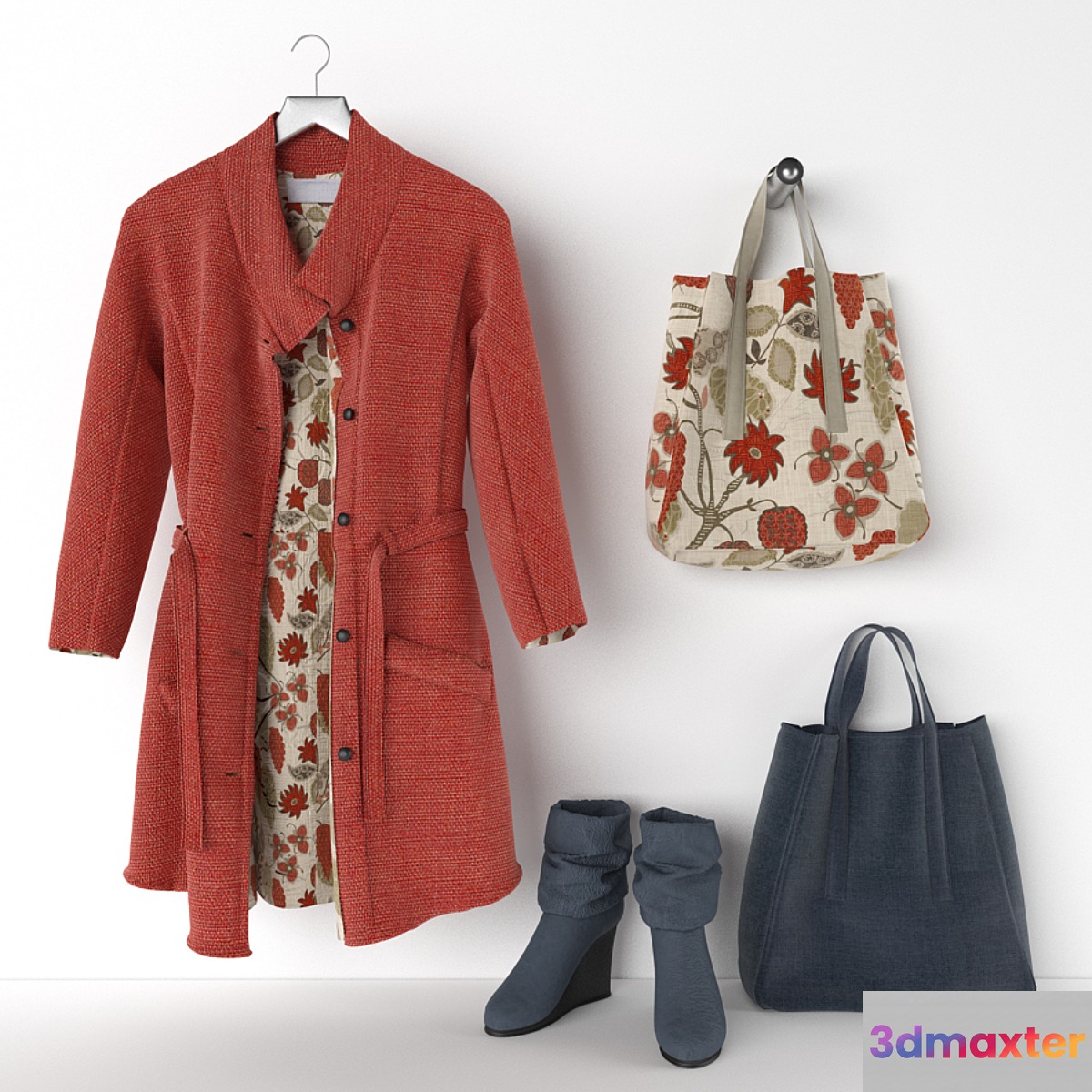 coats boots and bags 3D Max