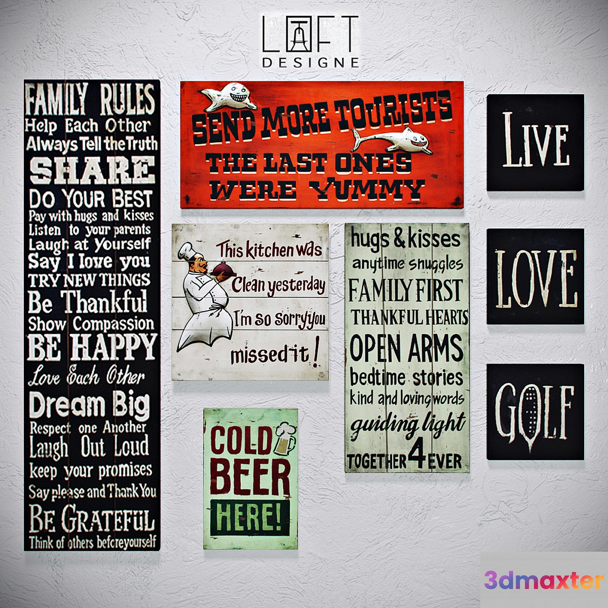 LoftDesign - Wall poster set - 001 3D Max