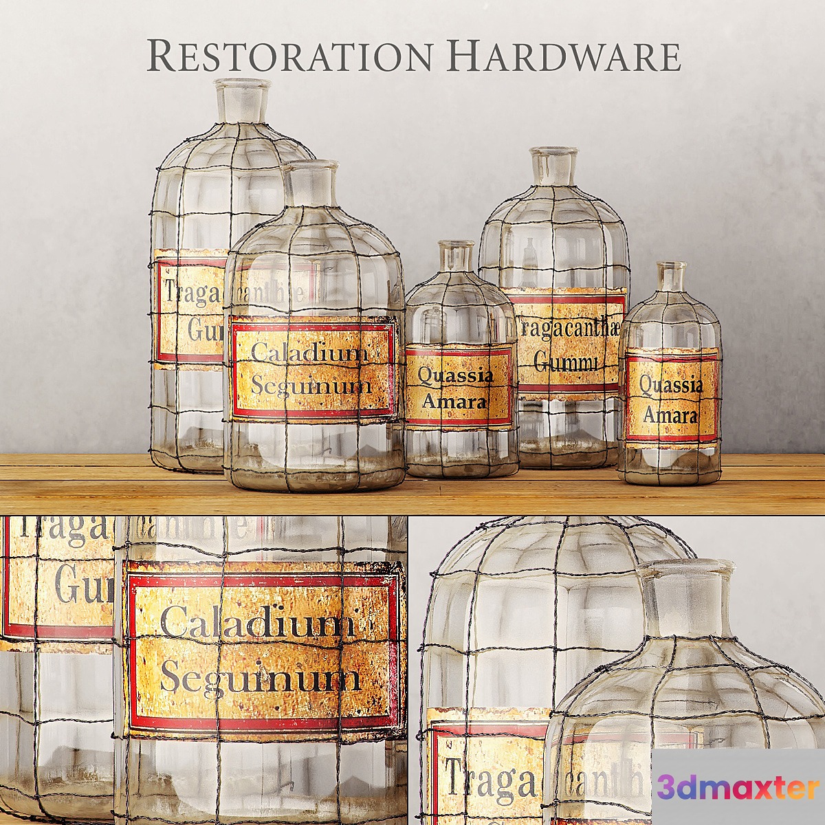 RH _ 19TH C. CAGED APOTHECARY BOTTLE COLLECTION - No.2