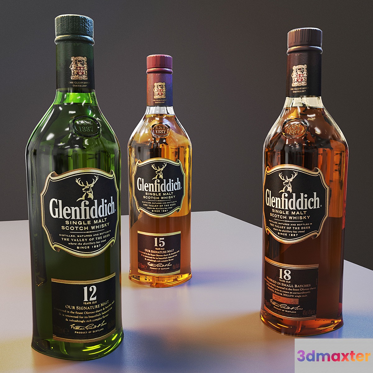 Glenfiddich whiskey 3D Max