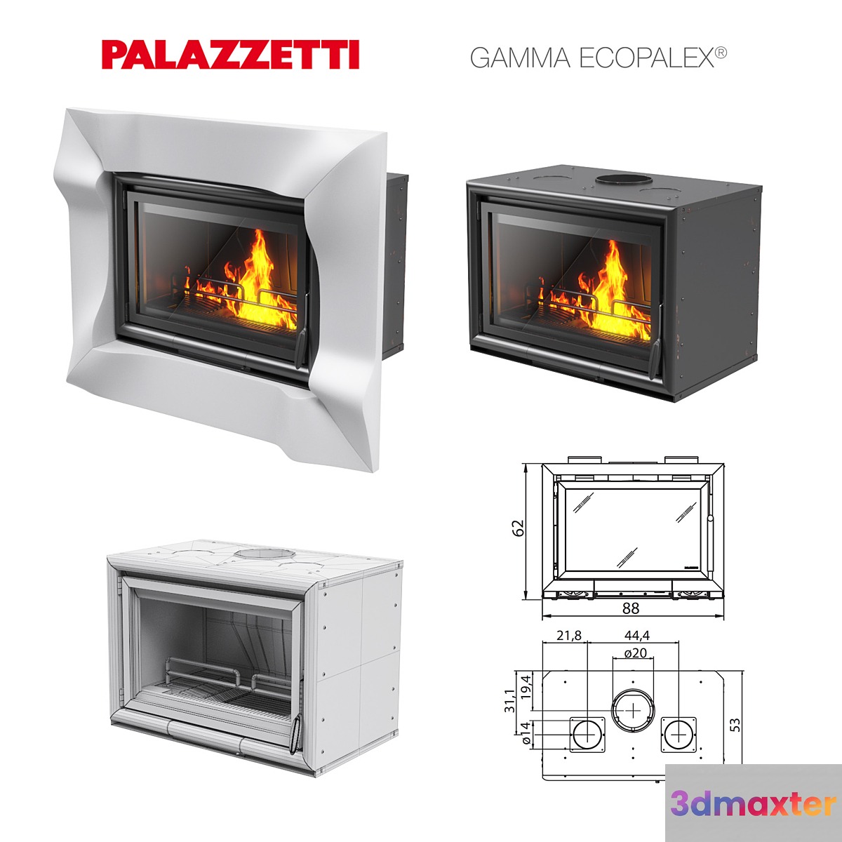 Mantel and hearth Palazzetti Wave Palazzetti Ecopalex 88