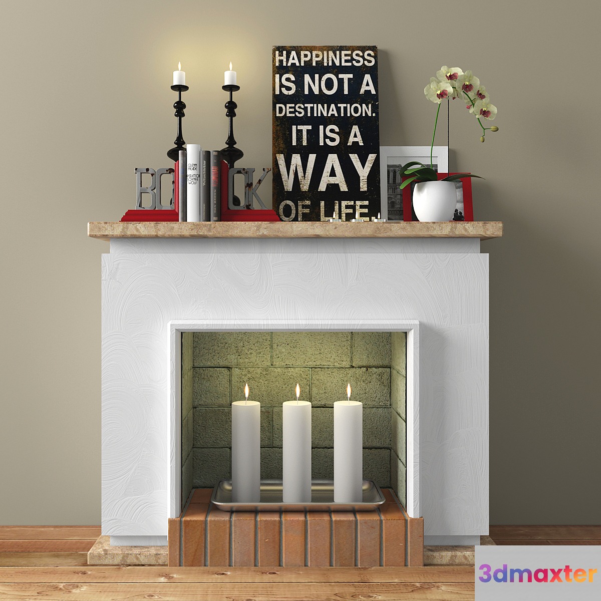 Decorative fireplace with accessories