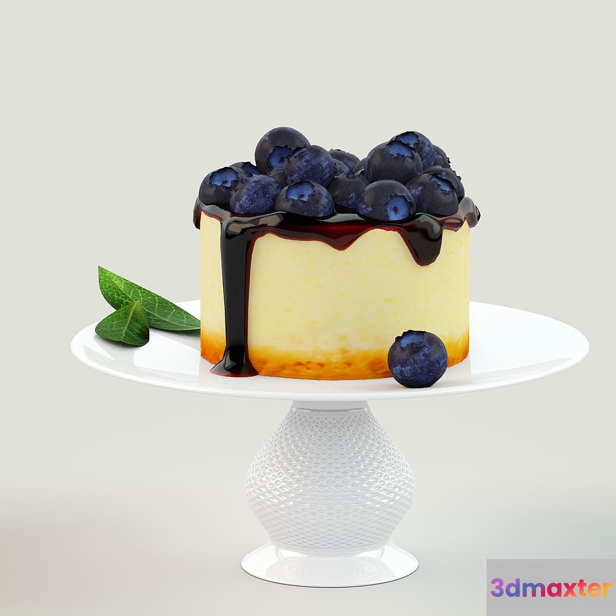 Cake with blueberry 3D Max