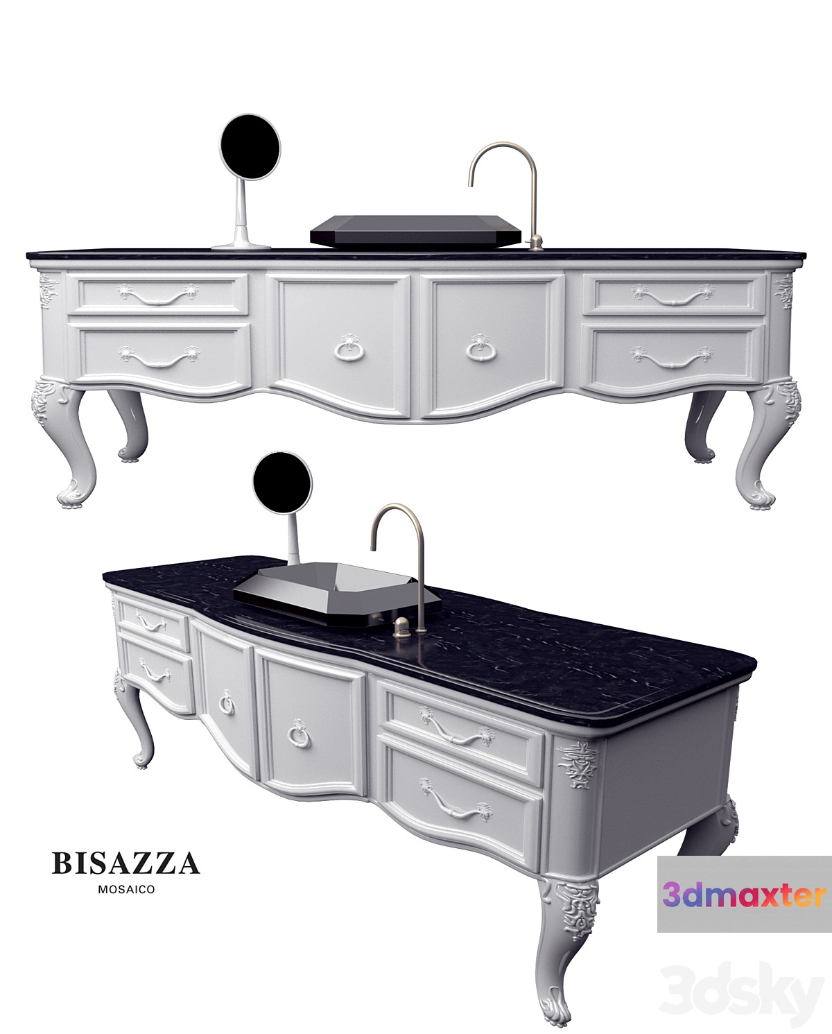 BISAZZA Wash basin Bagno 02 Serie Diamante MOSAICO luxury design octagonal washbasin - No.2 3D Max