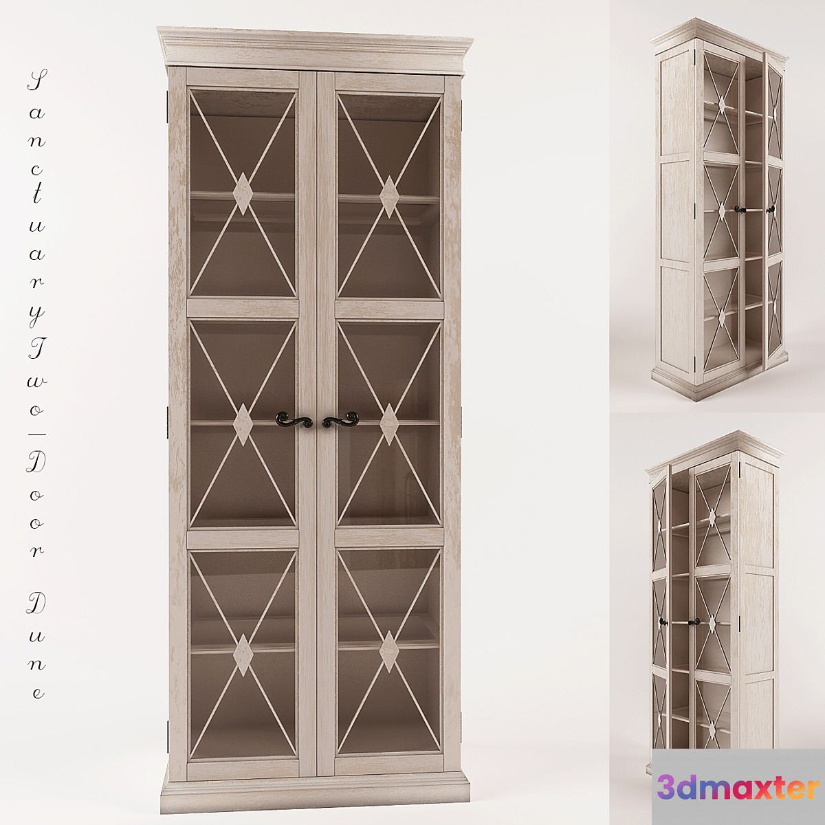 Sanctuary Two-Door Thin Display Cabinet - Dune