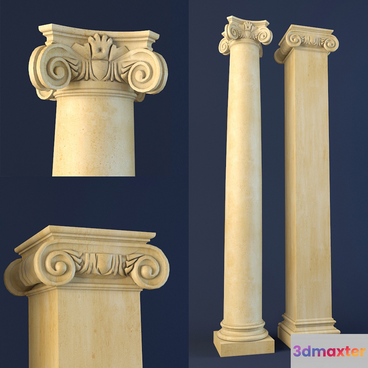 Ionic columns 3D Max