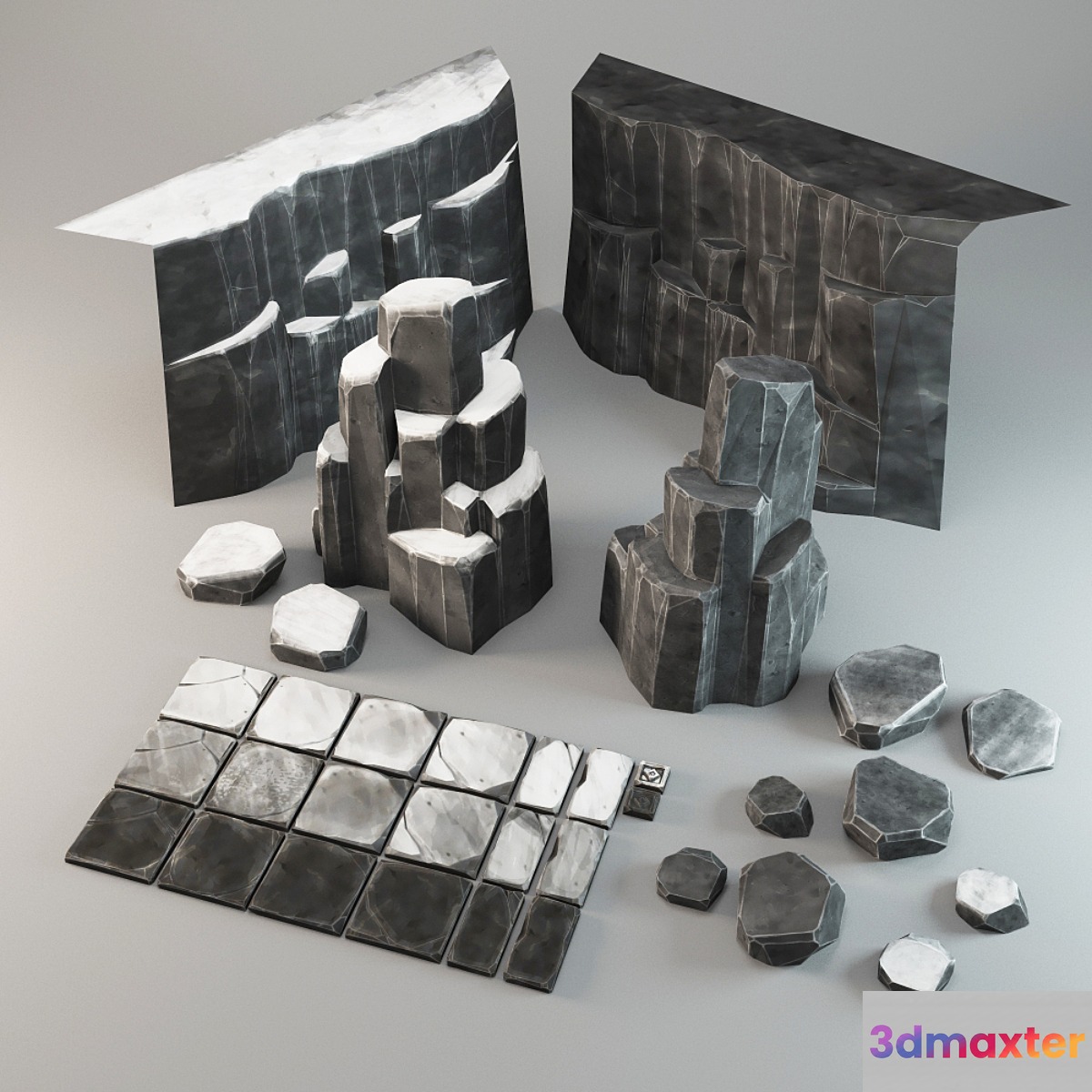 A set of rocks stones and slabs
