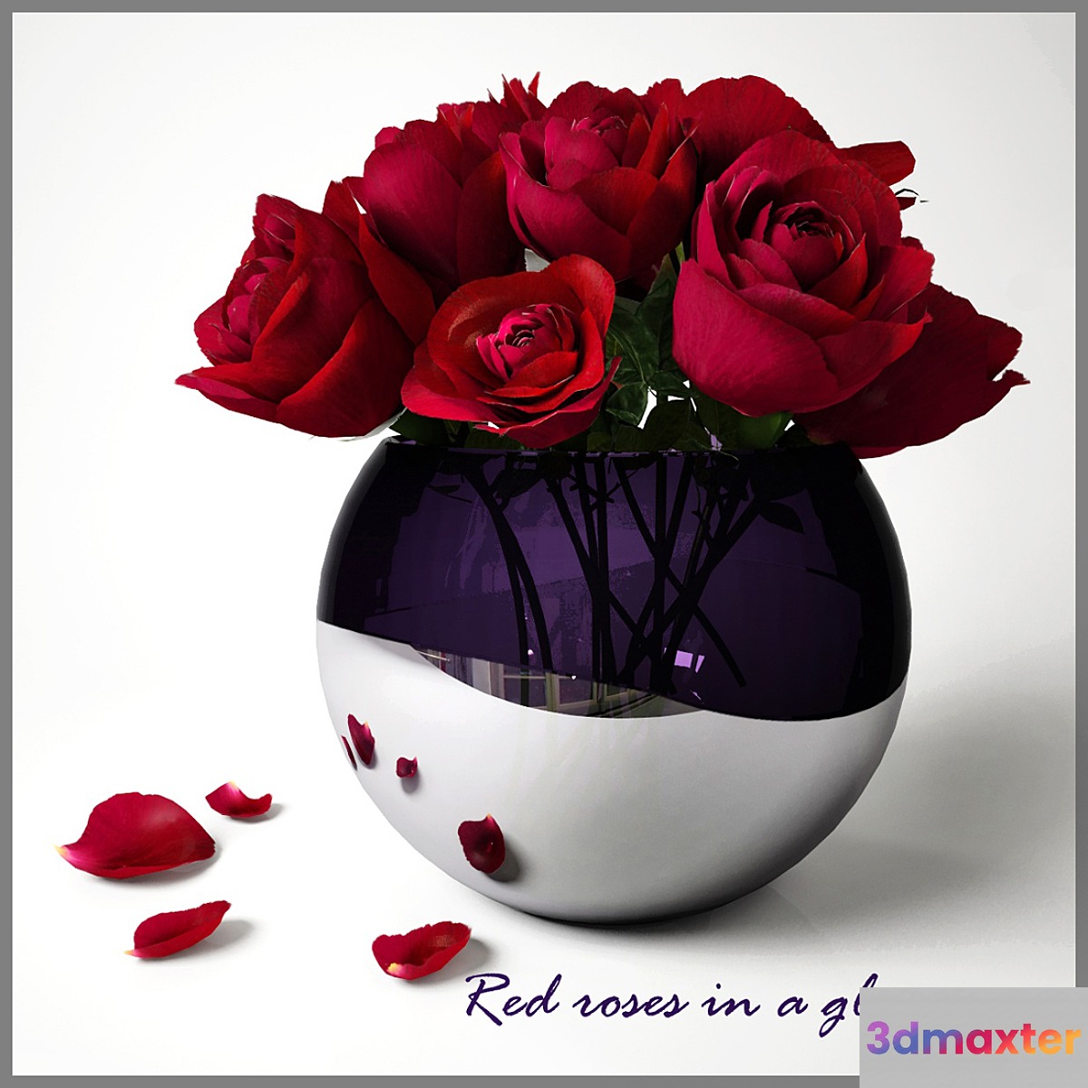 Red roses in a glass vase