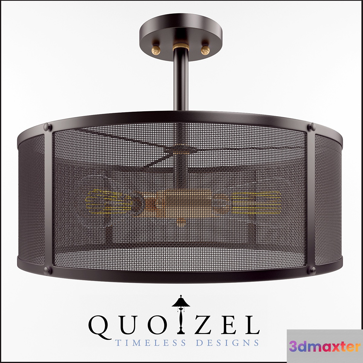 Union Station 3 Light Semi-Flush Mount by Quoizel 3D Max