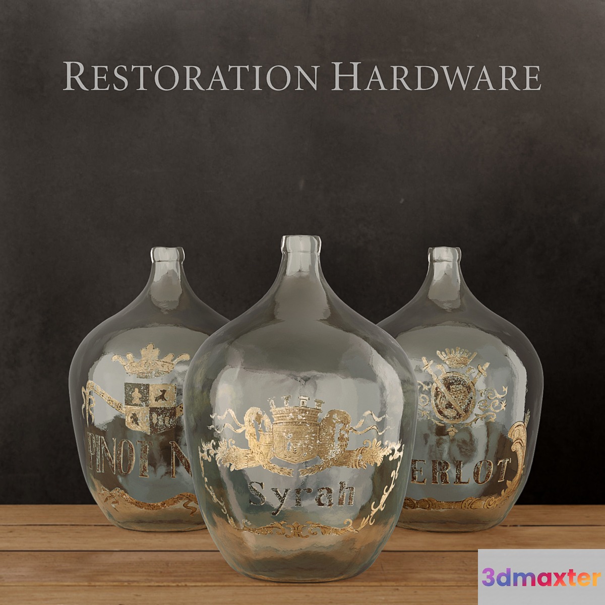 RH _ 1920S HAND-BLOWN WINE BOTTLE COLLECTION 3D Max