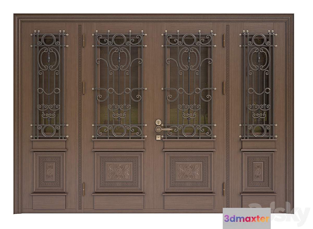 Front door with carvings and forged elements - No.2 3D Max